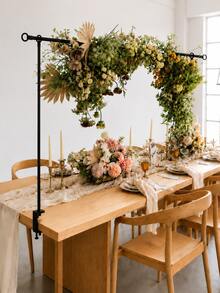 Soporte de poste cruzado para mesa con pinza, poste decorativo para mesa con pinza, 280 cm de largo, soporte de poste cruzado para mesa, arco de mesa negro conectable, adecuado para decoración de Navidad, boda, cumpleaños y fiesta - Multicolor - Ver 2