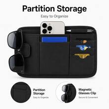 Car Sun Visor Storage Bag, Premium Leather Fashion Glasses And Card Organizer, With Vehicle Registration/Insurance Card Slot, Credit Card Pocket, Car Interior Organizer (Black Leather) - Sunshade Storage Bag - View 9