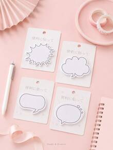 4 styles de notes adhésives découpées en forme de bulles de dialogue, blocs-notes de dialogue vierges auto-adhésifs, blocs-notes de rappel décoratifs faciles à écrire pour étudiants, bureau, planificateur, journal, organisation de bureau, fournitures scolaires - Plusieurs styles - Voir 11