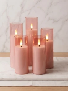 2/3/5 pièces Bougies sans flamme avec télécommande, bougies LED à piles avec minuterie, bougies électroniques LED sans fumée, lumières de bougies décoratives LED romantiques, bougies piliers LED, convient pour la décoration de la maison, la chambre, le mariage, la demande en mariage, Noël, la fête d'entreprise, la fête, le centre de table, le chauffe-bougie, les fausses bougies, cadeau (Rose, D:2,2'' H:4'' 5'' 6'' 7'') - rose - Voir 2