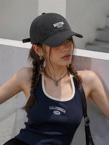 1pc Boston 1630 Embroidered Baseball Cap, Classic Vintage Washed Dad Hat, Lightweight Breathable Adjustable Unisex Summer Hat, Suitable For Travel And Casual Daily Wear - A - View 5
