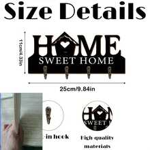 2D平面鑰匙掛鉤 1件裝 HOME Sweet Home 鑰匙架 木製鑰匙架 適用於玄關大門創意鑰匙收納 時尚居家裝飾掛式收納 鑰匙與信件收納架 木製牆面收納架 居家裝飾 - 黑色 - 查看 3