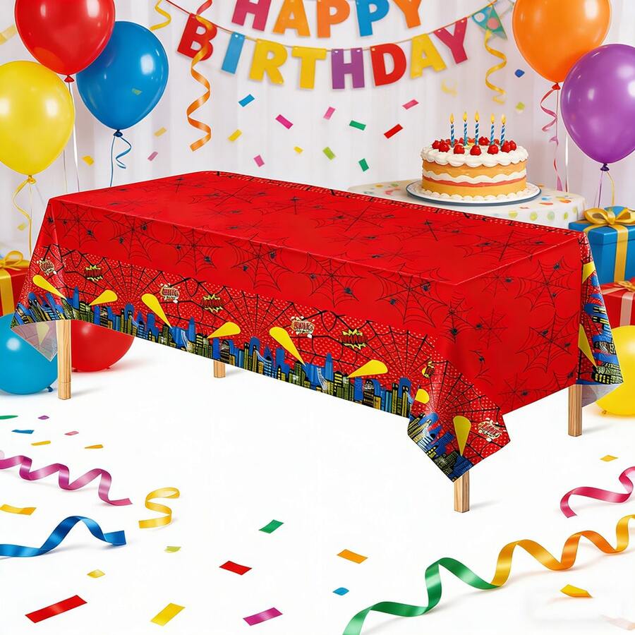 1/3pcs City Spider Web Disposable Plastic Tablecloth, Cartoon Spider ...
