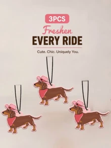 3pcs Cute Dachshund Car Aromatherapy, Y2K Fruit Pattern Hanging Decor. Dual-Use For Rearview Mirror And Air Vent, Long-Lasting Fragrance. Durable Car Decoration, Also Suitable For Home And Office. Ideal Holiday Gift For Car Owners And Friends. - Multicolor - View 12