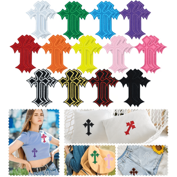 11PCS/22PCS Medieval Gothic Cross Stitch Patches, Embroidered Badges With Iron-On And Sew-On Options, Suitable For Clothing, Jeans, Skirts, Hats And DIY Accessories