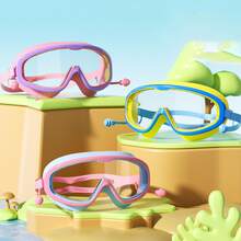 1pc Wide View Anti-Fog Waterproof Swimming Goggles, Built-In Silicone Earplugs, Adjustable Strap, Suitable For Pool, Beach, Diving - Multicolor - View 3
