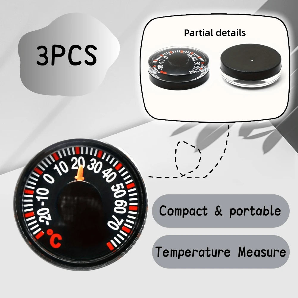 Mini Round 27mm Plastic Thermometer, Suitable For Home, Outdoor, Car, Household Temperature Measurement - 3PCS - View 1