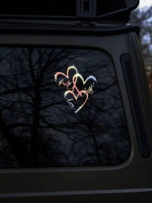 1pc Glossy Reflective Heart Sticker, Suitable For Car, Truck, Motorcycle, Vehicle Body, Laptop Decoration - Multicolor - View 7