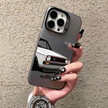 1 pieza Funda de teléfono con patrón de carreras negro & plateado compatible con teléfonos Apple - Multicolor - Ver 2