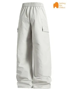 NBCT Women's Drawstring Multi-Pocket Cargo Pants, American High Street Loose Straight Leg Casual Pants, Versatile Outdoor Long Pants - Grey - View 4
