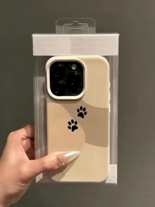 1件 白色拼色貓爪印花個性化極簡全包覆 TPU 防震手機殼，適用於 Apple 17 16 15 14 13 12 11 Pro Max Air 及系列 - 彩色 - View 3