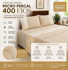 400 Thread Count Silk-Touch Bed Sheet Set, 4 Pieces, Alegra Double/Queen/King, Premium Comfort - 奢華黃色花卉 - 查看 3