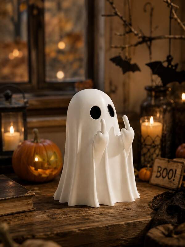 1 tượng ma nham nhựa rùng rợn, trang trí phòng tắm Halloween dễ thương & kệ mini sắp xếp, vật trang trí hài hước cho bàn trang điểm, kệ phòng khách, hiên nhà, trong nhà, điểm nhấn độc đáo cho ngôi nhà, quà tặng tân gia Halloween và sinh nhật lý tưởng