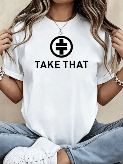 Koszulka T-shirt That Band Logo, minimalistyczny biały nadruk logo i nazwy, casualowa, z okrągłym dekoltem, z krótkim rękawem, unisex, 100% czysta bawełna, top T VAV8