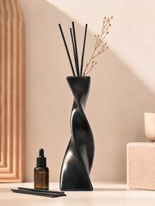 Minimalist Wabi-Sabi Style Black & White Spotted Design, Spiral Twisted Column Resin Empty Aromatherapy Bottle, Home Desktop Fragrance Decor & Housewarming Gift - Twisted Geometric Aromatherapy Bottle - View 3