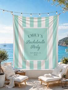 Personalized Bachelor/Bachelorette Party Backdrops, Bridal Shower Backdrops, Custom Name Party Banners, Striped Photo Backdrop Decorations - Multicolor - View 3