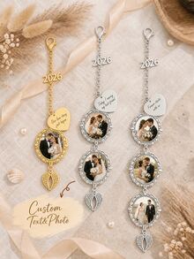 2026 Customized Personalized Photo Bouquet Pendant, Engraved Angel Wings Memorial Gift, Suitable For Wedding Bride And Graduation Keepsake - Graduation Pendant - View 1