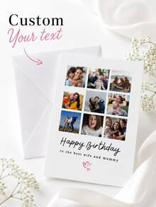 Personalized Greeting Cards With Envelopes, Custom Printed Cards With Multiple Photos And Text, Birthday Cards, Thank You Cards, Wedding Cards, Pet Cards, Suitable For Various Occasions - Multicolor - View 2