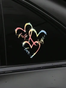 1pc Glossy Reflective Heart Sticker, Suitable For Car, Truck, Motorcycle, Vehicle Body, Laptop Decoration - Multicolor - View 9