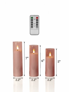 2/3/5 pièces Bougies sans flamme avec télécommande, bougies LED à piles avec minuterie, bougies électroniques LED sans fumée, lumières de bougies décoratives LED romantiques, bougies piliers LED, convient pour la décoration de la maison, la chambre, le mariage, la demande en mariage, Noël, la fête d'entreprise, la fête, le centre de table, le chauffe-bougie, les fausses bougies, cadeau (Rose, D:2,2'' H:4'' 5'' 6'' 7'') - rose - Voir 10