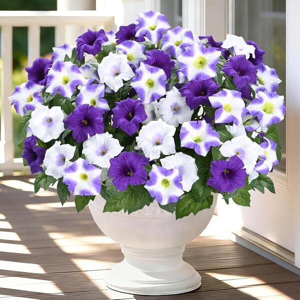 2pcs 14 Flower Heads Outdoor Artificial Flowers, UV Resistant Non-Fading Spring Artificial Petunia, Suitable For Home Garden, Patio, Porch, Balcony Flower Pot Decoration, Hanging Basket Decoration