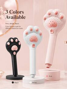 Cabezal de ducha de mano ajustable, diseño de pata de gato, 3 modos de masaje, filtro incorporado, adecuado para baño, montado en la pared o colgante, material de plástico, solo para ducha - multicolor - Ver 4