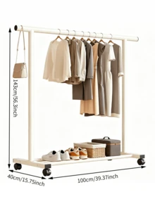 1pc Large Wheeled Clothes Drying Rack, Floor-Standing Clothes Drying Rack, Coat Rack, With A Sturdy Structure, Space-Saving, Easy To Assemble, Suitable For Living Rooms, Bedrooms, Dormitories, And Apartments - Random Color - View 15