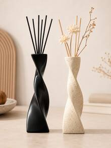 Minimalist Wabi-Sabi Style Black & White Spotted Design, Spiral Twisted Column Resin Empty Aromatherapy Bottle, Home Desktop Fragrance Decor & Housewarming Gift - Twisted Geometric Aromatherapy Bottle - View 9
