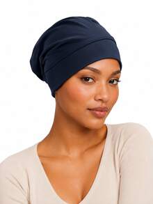 Women's Solid Color Loose Knit Hat, Soft Elastic Headband, Muslim Inner Cap, Sleep Cap - Multicolor - View 5