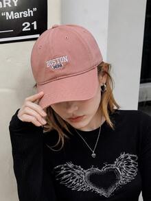 1pc Boston 1630 Embroidered Baseball Cap, Classic Vintage Washed Dad Hat, Lightweight Breathable Adjustable Unisex Summer Hat, Suitable For Travel And Casual Daily Wear - A - View 2