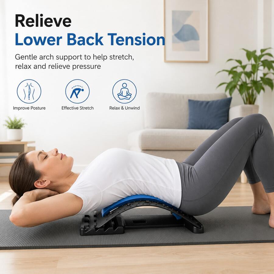 4-Level Adjustable Back Stretching Board, Lumbar Support Correction Board With NBR Soft Strip, Compact Training Device For Office Workers With Long Sitting Hours