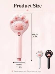 Cabezal de ducha de mano ajustable, diseño de pata de gato, 3 modos de masaje, filtro incorporado, adecuado para baño, montado en la pared o colgante, material de plástico, solo para ducha - multicolor - Ver 11