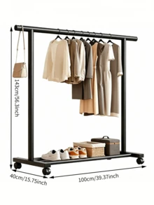 1pc Large Wheeled Clothes Drying Rack, Floor-Standing Clothes Drying Rack, Coat Rack, With A Sturdy Structure, Space-Saving, Easy To Assemble, Suitable For Living Rooms, Bedrooms, Dormitories, And Apartments - Random Color - View 13