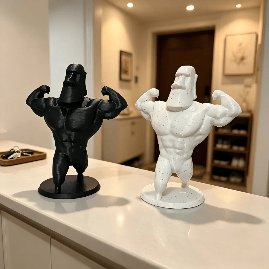 1pc Strongman Bodybuilder Muscle Statue, 3D Printed Plastic Decor, Desktop Ornament For Living Room, Study, Gym, Ideal Gift For Fitness Enthusiasts - A - View 1