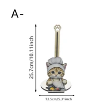 1/2pcs Cute Chef Cat Wooden Paper Towel Holder, Vertical Paper Towel Storage Rack, Rustic Kitchen Cafe Dining Table Desktop Home Decor, Cat Lover Gift - Multicolor - View 9