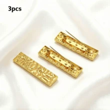 1/3pcs Luxury Geometric Rectangular Brooch, Vintage Hammered Texture Pin, Suit Coat Scarf Decorative Buckle, Minimalist Clothing Accessory - A - View 3