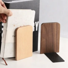 Natural Wooden Bookends Desktop Bookshelf Office Desk Organizer Storage Rack Office Home Books Accessories Storage Bookshelf Wooden Bookends - Multicolor - View 1