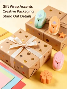 1pc/4pcs Handmade Embossing Tool, DIY Card And Fabric Puncher - Multi-Function Handheld Embossing Machine With Colorful Floral Pattern, Perfect For Scrapbooking, Paper Crafts And Gift Making, No Battery Required, Paper Puncher (Random Color) - B - View 3