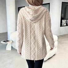 Plus Size Women's European & American Cross-Border Autumn/Winter New Diamond Plaid Double-Sided Fleece Mid-Length Coat Fall - Apricot - View 4