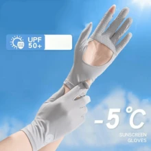 1 Pair Women's Summer Sun Protection Gloves, Anti-Slip Hollow Palm, UV Protection, Touchscreen Compatible, Breathable For Outdoor Sports, Driving And Cycling - A - View 3