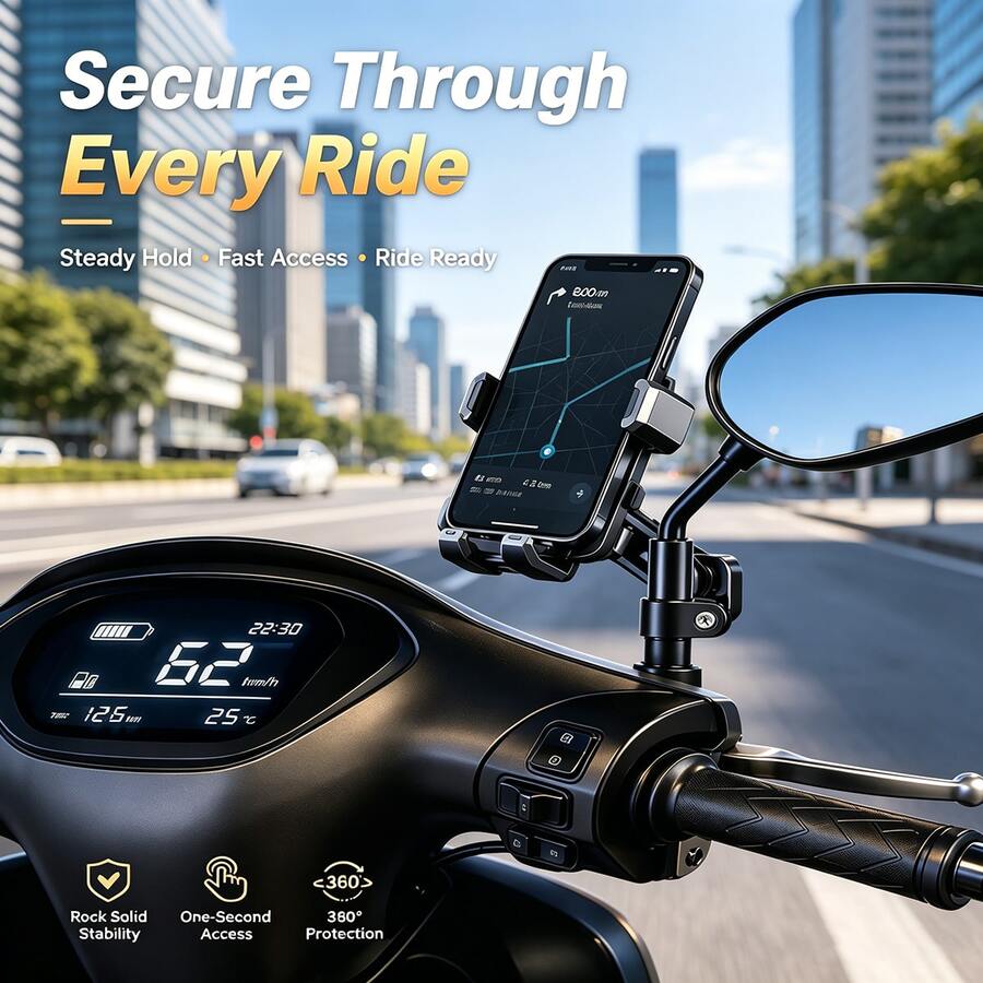 New Electric Bike Phone Holder, Universal Motorcycle Bicycle Navigation Bracket, Stable Cell Phone Fixed Stand For Food Delivery Rider Outdoor Use - A - View 1