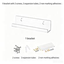 Clear Acrylic Floating Vinyl Record Wall Shelf, Dual Mount Screw Adhesive Display Ledge For LP CD Book Photo Bedroom Studio Cafe DIY Decor | Invisible Wall Storage Rack, Retro Music Wall Display Holder - Transparent - View 6