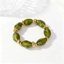 1pc Vintage Bohemian Colorful Beaded Elastic Bracelet, Gold Nugget Pendant Bracelet, Luxury High-End Suitable For Women, Couples, Party, Daily Wear - Multicolor - View 14