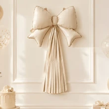 2pcs/Set Foil Bow-Shaped Tassel Ribbon Balloons, Bow-Shaped Tassel Ribbon Design, Suitable For Wall Hanging, Photo Backdrop Decoration And Other Decorative Scenes. Various Balloon Styles, Suitable For Birthday Parties, Bachelor Parties, Weddings And Gender Reveal Parties And Other Indoor Decoration Occasions. - Two Conjoined Bow Tassels - View 7