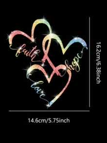1pc Glossy Reflective Heart Sticker, Suitable For Car, Truck, Motorcycle, Vehicle Body, Laptop Decoration - Multicolor - View 3