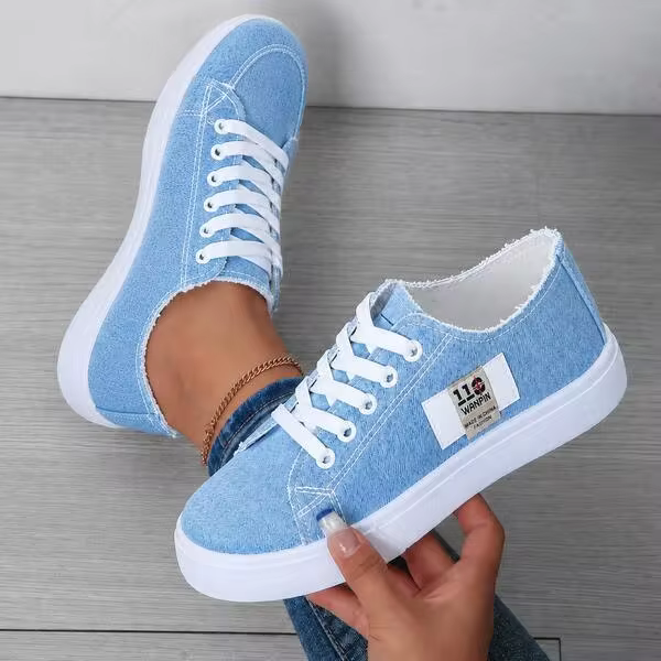 2026Graduation Season Canvas Sneakers For Women, Lace-Up Low Top Casual Shoes, Lightweight Walking Sneakers, Summer Everyday Footwear