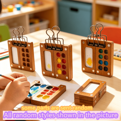 2pcs Foldable Solid Wood Watercolor Palette, Mini Portable Paint Storage Box, Suitable For Artists Outdoor Sketching, Office Hand Drawing, Suitable For Teenagers/Adults Play, Perfect For Teenagers/Adults Use, Holiday Surprise Stress Relief Gift, Holiday/Birthday Gift, Halloween Gift, Christmas Gift, Christmas Eve Gift