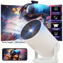 便攜式 4K 智慧投影機,支援 WiFi 與無線 5.0,內建作業系統,180° 可旋轉螢幕搭配立體音效,輕巧設計適合家庭劇院、遊戲娛樂與戶外電影觀賞,相容手機/電視支架/筆電/超高清顯示 - 查看 4