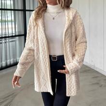 Plus Size Women's European & American Cross-Border Autumn/Winter New Diamond Plaid Double-Sided Fleece Mid-Length Coat Fall - Apricot - View 1