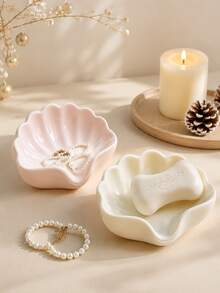 2/1pc Nordic Style White Shell Soap Dish, Non-Slip Waterproof Storage Tray, Bathroom Sink Countertop Organizer, Jewelry & Cosmetics Storage, Minimalist Home Bathroom Decor, Household Daily Necessities, Suitable For Holiday, Vacation, Party - Seashell Soap Holder - View 3